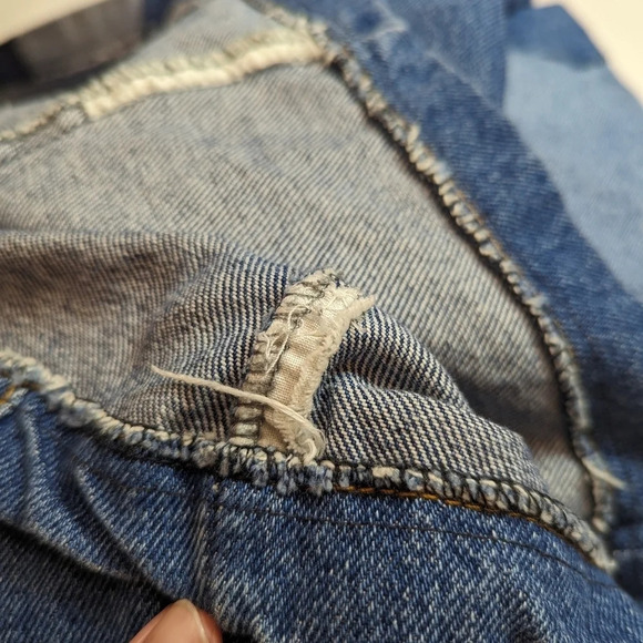 Vintage Patchwork Denim Jean Colour  Block Jacket Embroidered Daisy Woman L - Picture 10 of 10